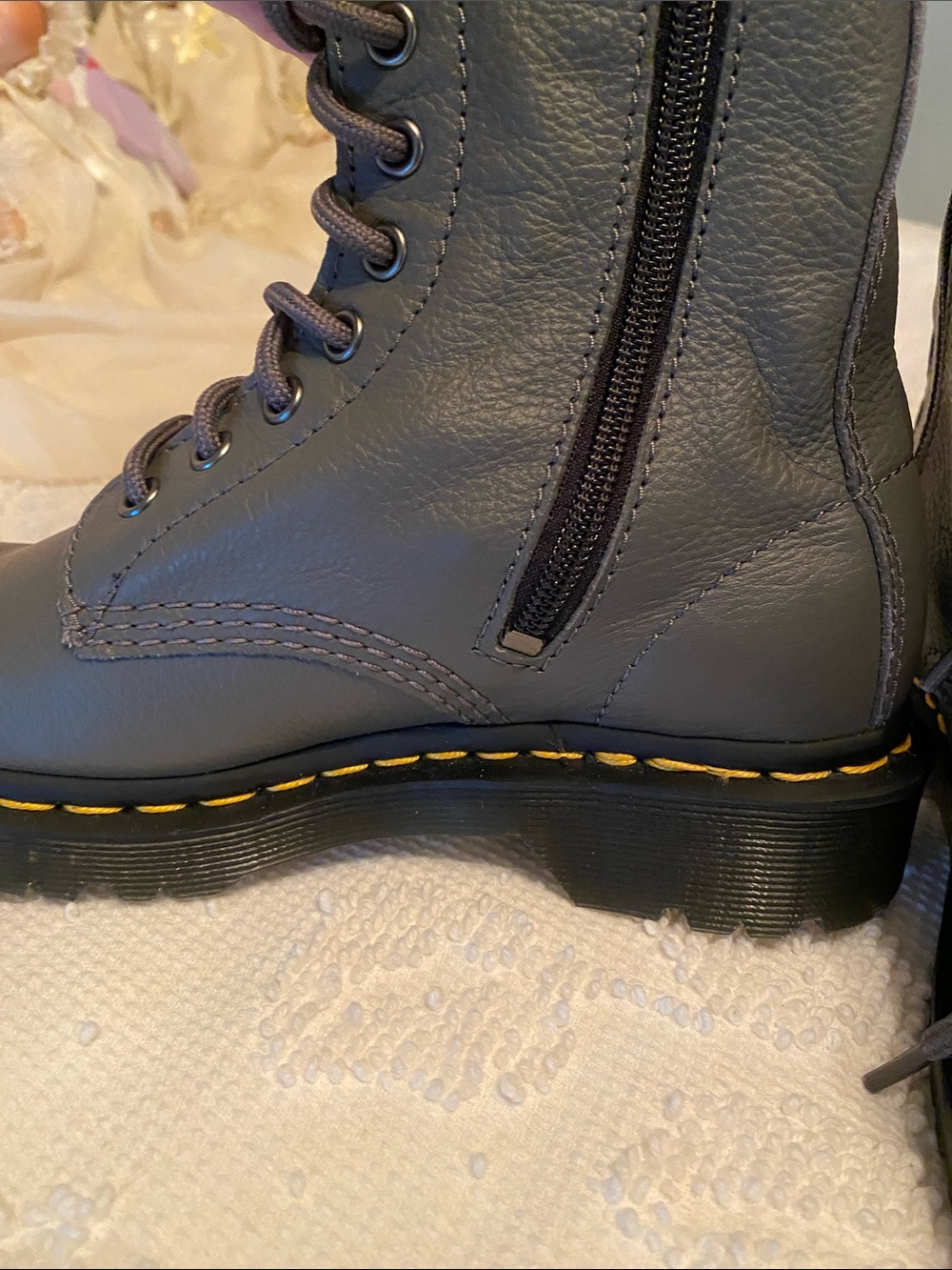 Dr. Martens Gray Tall Lace-Up Combat Boots - Picture 15 of 16
